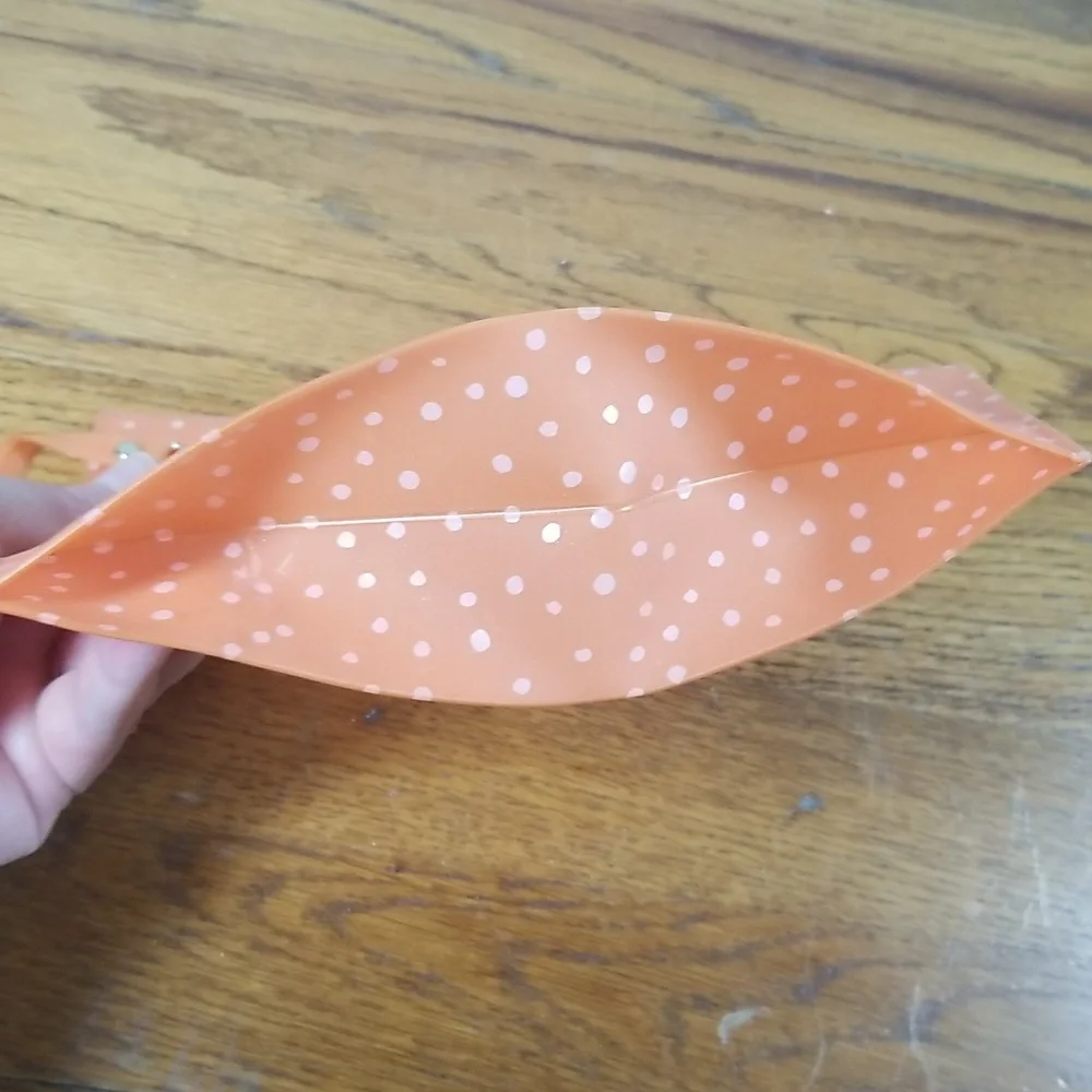 Peach with White Dots Makeup Bag with Gold Zipper NEVER USED